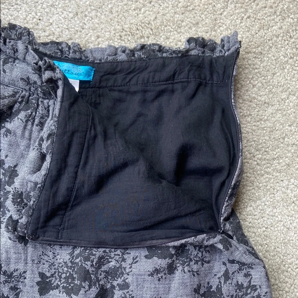 🪷100% Cotton Black and Gray Mini Skirt - Picture 3 of 7